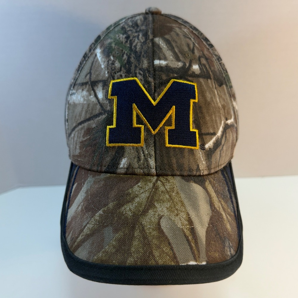 Michigan Wolverines NCAA Hat Camo RealTree Embroidered Block M Adjustable Cap